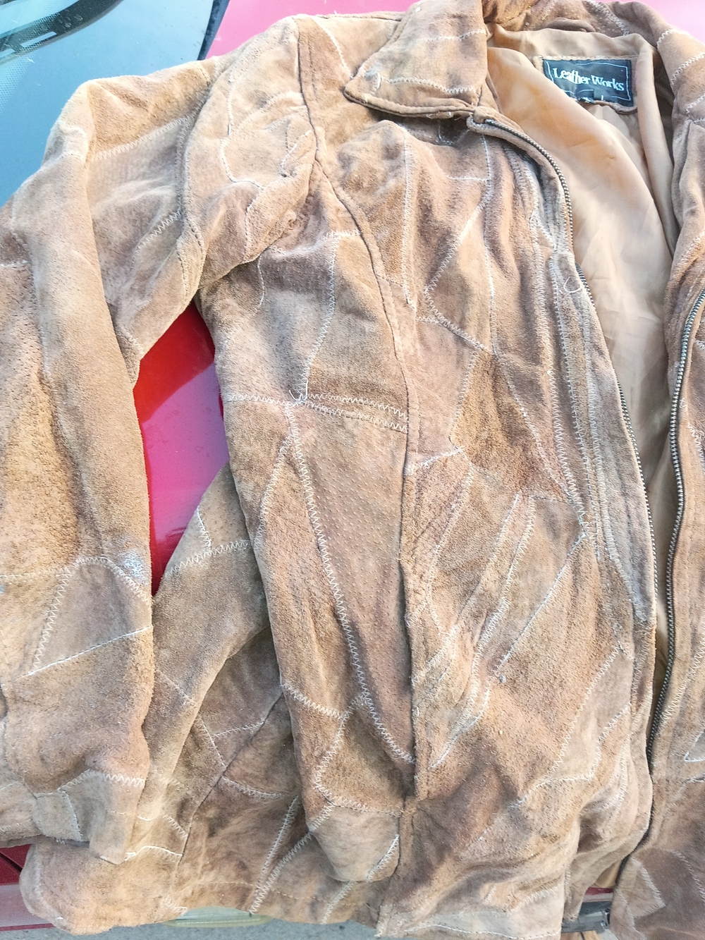 Leather Works Tan Suede Patchwork Jacket
